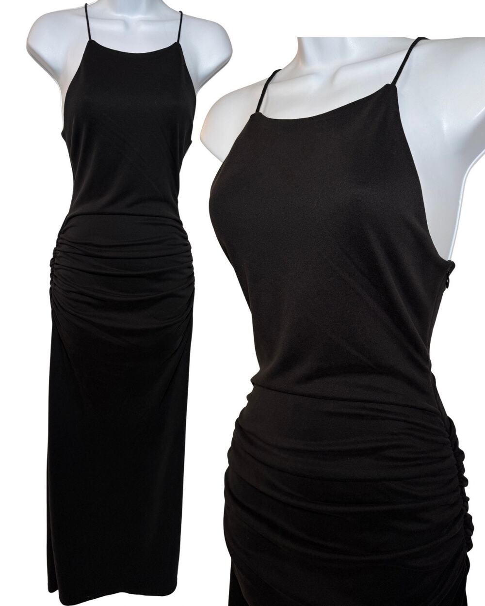 Acler Draped Black Midi Dress Ruched Jersey Minimalist Womens 4